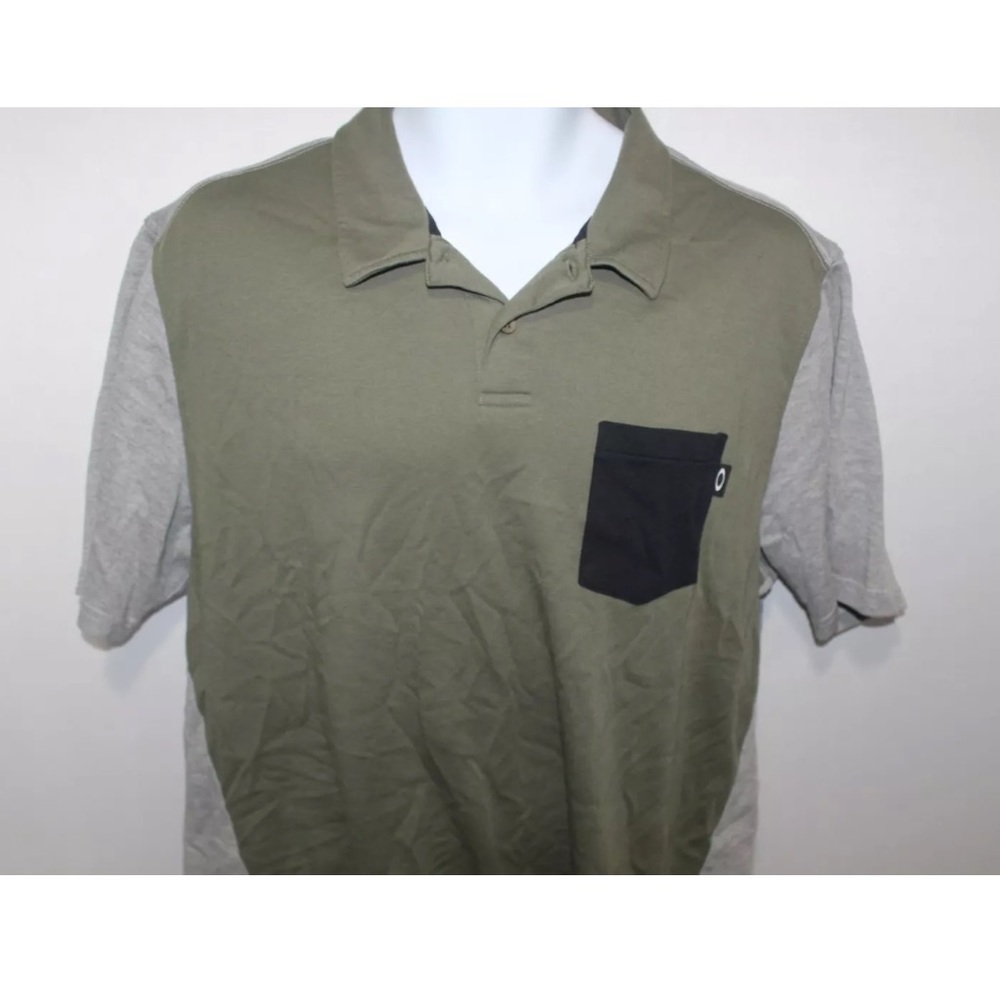 Oakley Mens Green Grey Black Polo Size XL